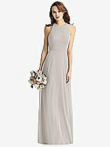 Front View Thumbnail - Oyster Sleeveless Halter Chiffon Maxi Dress