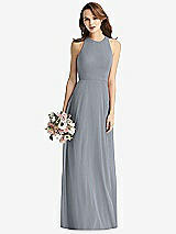 Front View Thumbnail - Platinum Sleeveless Halter Chiffon Maxi Dress