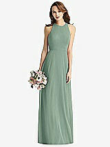 Front View Thumbnail - Seagrass Sleeveless Halter Chiffon Maxi Dress