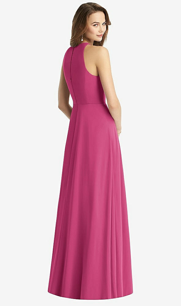 Back View - Tea Rose Sleeveless Halter Chiffon Maxi Dress