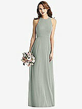 Front View Thumbnail - Willow Green Sleeveless Halter Chiffon Maxi Dress