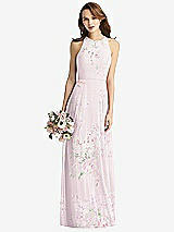 Front View Thumbnail - Watercolor Print Sleeveless Halter Chiffon Maxi Dress