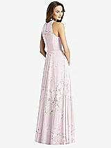 Rear View Thumbnail - Watercolor Print Sleeveless Halter Chiffon Maxi Dress