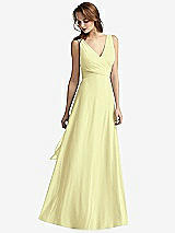 Front View Thumbnail - Butter Yellow Sleeveless V-Neck Chiffon Wrap Dress