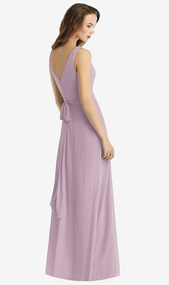 Back View - Suede Rose Sleeveless V-Neck Chiffon Wrap Dress