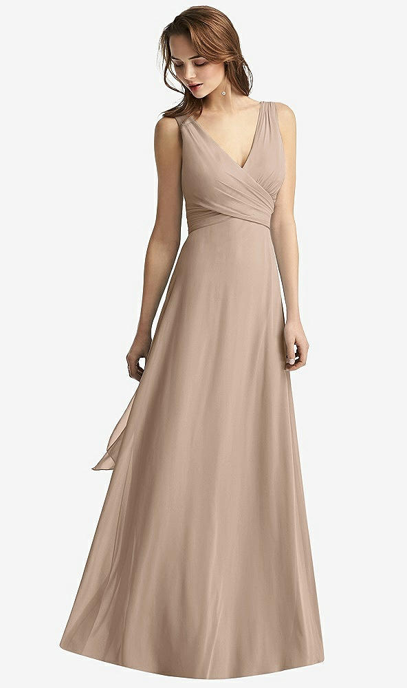 Front View - Topaz Sleeveless V-Neck Chiffon Wrap Dress