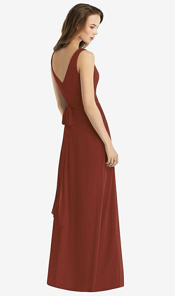 Back View - Auburn Moon Sleeveless V-Neck Chiffon Wrap Dress