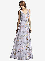 Front View Thumbnail - Butterfly Botanica Silver Dove Sleeveless V-Neck Chiffon Wrap Dress