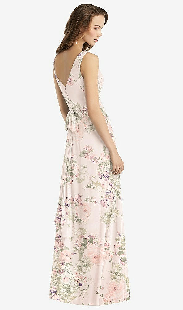 Back View - Blush Garden Sleeveless V-Neck Chiffon Wrap Dress