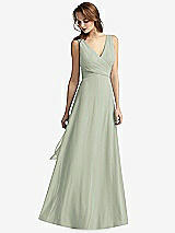 Front View Thumbnail - Celadon Sleeveless V-Neck Chiffon Wrap Dress