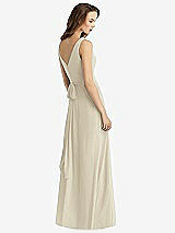 Rear View Thumbnail - Champagne Sleeveless V-Neck Chiffon Wrap Dress