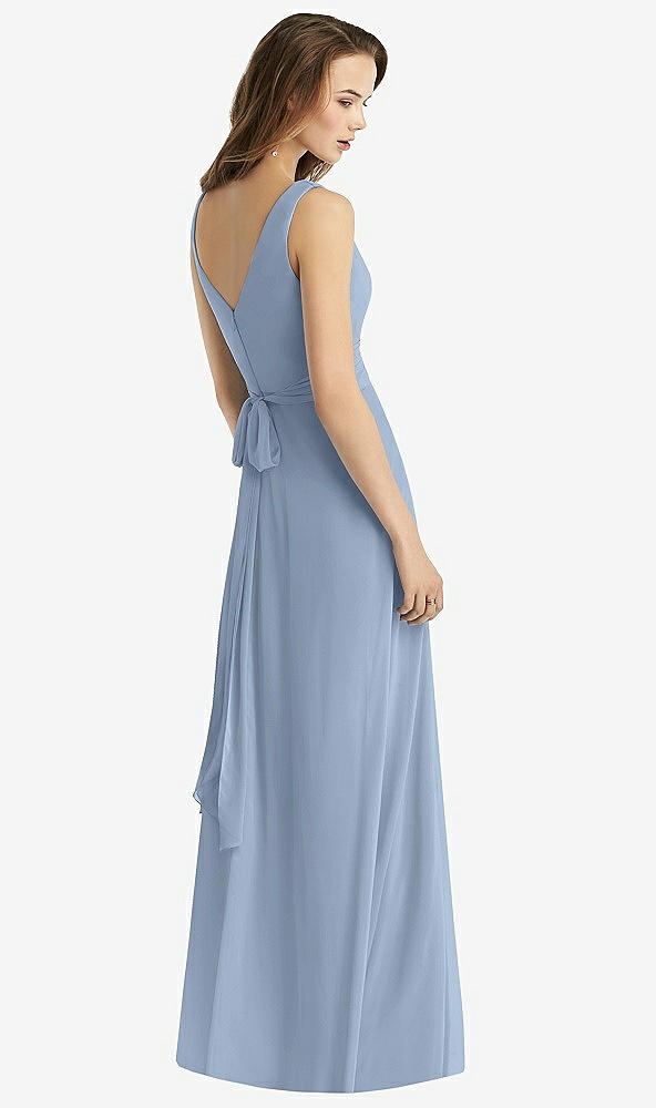 Back View - Cloudy Sleeveless V-Neck Chiffon Wrap Dress