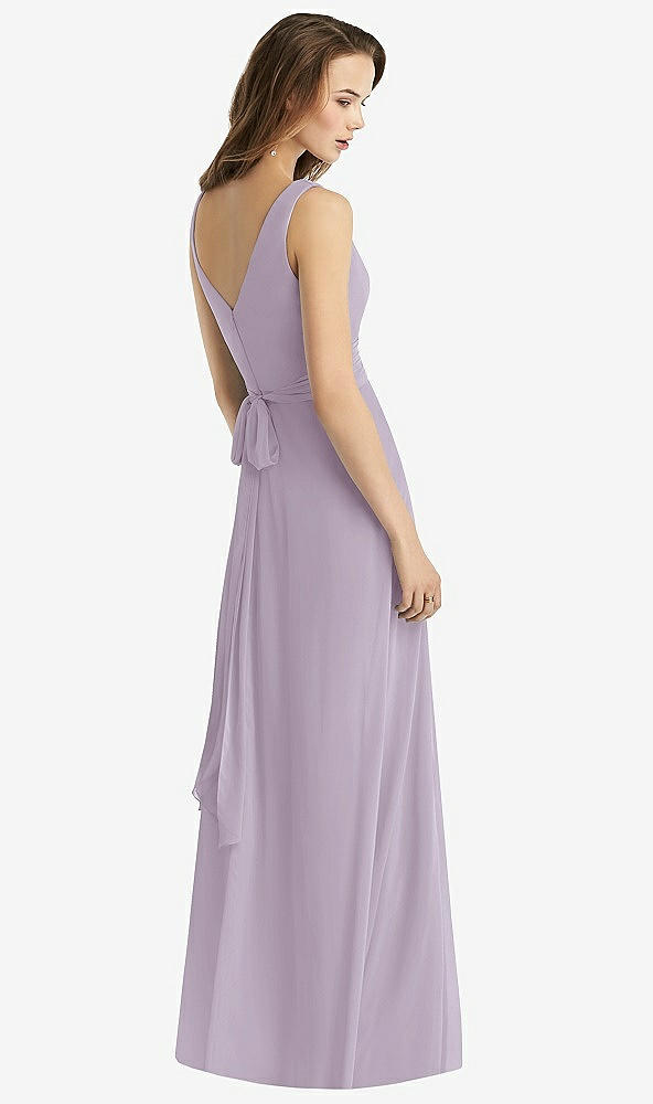 Back View - Lilac Haze Sleeveless V-Neck Chiffon Wrap Dress