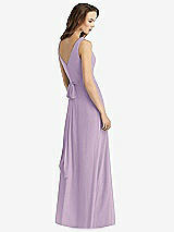 Rear View Thumbnail - Pale Purple Sleeveless V-Neck Chiffon Wrap Dress