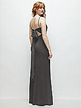 Alt View 1 Thumbnail - Caviar Gray Tie-Back Cutout Trumpet Gown with Front Slit