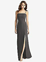 Alt View 2 Thumbnail - Caviar Gray Tie-Back Cutout Trumpet Gown with Front Slit