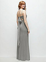 Alt View 1 Thumbnail - Chelsea Gray Tie-Back Cutout Trumpet Gown with Front Slit