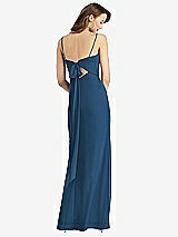 Alt View 3 Thumbnail - Dusk Blue Tie-Back Cutout Trumpet Gown with Front Slit