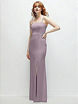 Rear View Thumbnail - Lilac Dusk Tie-Back Cutout Trumpet Gown with Front Slit