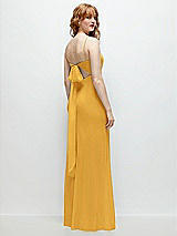 Alt View 1 Thumbnail - NYC Yellow Tie-Back Cutout Trumpet Gown with Front Slit