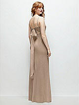 Alt View 1 Thumbnail - Topaz Tie-Back Cutout Trumpet Gown with Front Slit