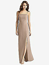 Alt View 2 Thumbnail - Topaz Tie-Back Cutout Trumpet Gown with Front Slit