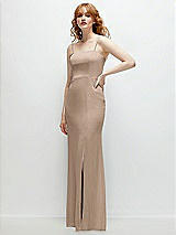 Rear View Thumbnail - Topaz Tie-Back Cutout Trumpet Gown with Front Slit