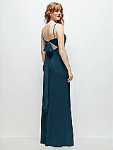 Alt View 1 Thumbnail - Atlantic Blue Tie-Back Cutout Trumpet Gown with Front Slit