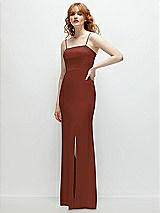 Rear View Thumbnail - Auburn Moon Tie-Back Cutout Trumpet Gown with Front Slit