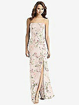 Front View Thumbnail - Blush Garden Tie-Back Cutout Trumpet Gown with Front Slit