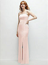 Rear View Thumbnail - Blush Tie-Back Cutout Trumpet Gown with Front Slit