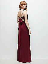 Alt View 1 Thumbnail - Burgundy Tie-Back Cutout Trumpet Gown with Front Slit