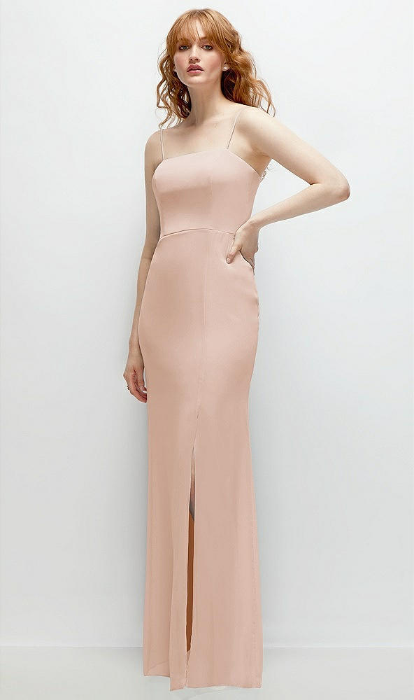 Back View - Cameo Tie-Back Cutout Trumpet Gown with Front Slit