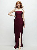 Front View Thumbnail - Cabernet Tie-Back Cutout Trumpet Gown with Front Slit