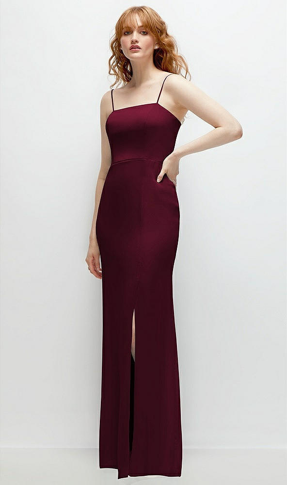 Back View - Cabernet Tie-Back Cutout Trumpet Gown with Front Slit