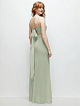 Alt View 1 Thumbnail - Celadon Tie-Back Cutout Trumpet Gown with Front Slit