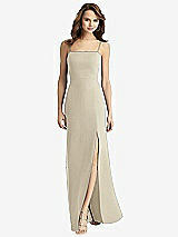 Alt View 2 Thumbnail - Champagne Tie-Back Cutout Trumpet Gown with Front Slit