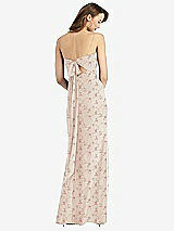 Rear View Thumbnail - Coquette Floral Print Tie-Back Cutout Trumpet Gown with Front Slit