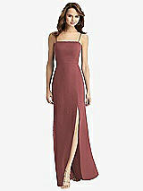 Alt View 2 Thumbnail - English Rose Tie-Back Cutout Trumpet Gown with Front Slit