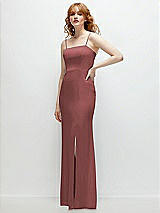 Rear View Thumbnail - English Rose Tie-Back Cutout Trumpet Gown with Front Slit