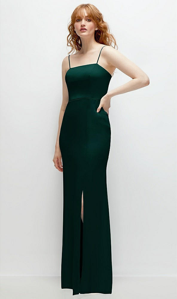 Back View - Evergreen Tie-Back Cutout Trumpet Gown with Front Slit