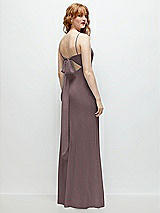 Alt View 1 Thumbnail - French Truffle Tie-Back Cutout Trumpet Gown with Front Slit