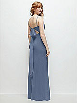 Alt View 1 Thumbnail - Larkspur Blue Tie-Back Cutout Trumpet Gown with Front Slit