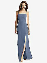 Alt View 2 Thumbnail - Larkspur Blue Tie-Back Cutout Trumpet Gown with Front Slit