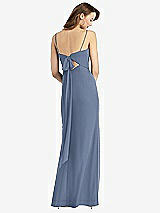 Alt View 3 Thumbnail - Larkspur Blue Tie-Back Cutout Trumpet Gown with Front Slit