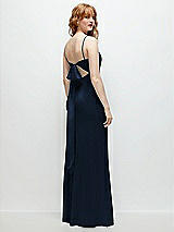 Alt View 1 Thumbnail - Midnight Navy Tie-Back Cutout Trumpet Gown with Front Slit