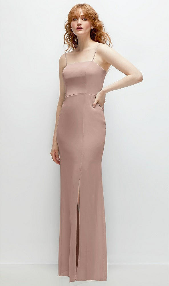 Back View - Neu Nude Tie-Back Cutout Trumpet Gown with Front Slit