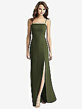 Alt View 2 Thumbnail - Olive Green Tie-Back Cutout Trumpet Gown with Front Slit