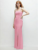 Rear View Thumbnail - Peony Pink Tie-Back Cutout Trumpet Gown with Front Slit