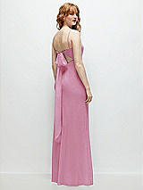 Alt View 1 Thumbnail - Powder Pink Tie-Back Cutout Trumpet Gown with Front Slit